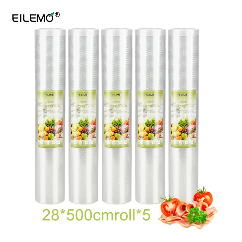 Eilemo 5rolls/лот вакуумный мешок Еда вакуумный упаковщик упаковочная запайки упаковки мешки рулонов 12/15/20/25/28 см * 500 см