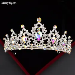 2019 Новый Многоцветный AB Кристалл Принцесса Тиара Мода невесты Свадебные Корона диадема со стразами Свадебный ободок аксессуары для волос