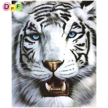 

DPF 5D Round full Diamond painting Cross Stitch Diamond Embroidery Needlework blue eyes tiger diamond Mosaic home decor crafts