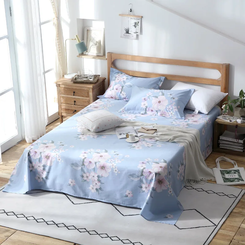 

Modern Blue Print Bedding Sheet 3 Pcs King Size Bed Sheet Set For Queen Bed Sheets Letter Printed Flat Sheet With Pillowcase