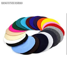 Senhora primavera inverno boinas chapéu pintor estilo chapéu feminino lã vintage boinas cor sólida bonnet feminino quente andando boné(China)