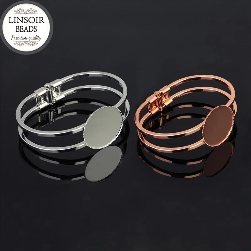 LINSOIR Gold/Silver Color Blank Bracelet Cuff Bangle Base Fits 20/25