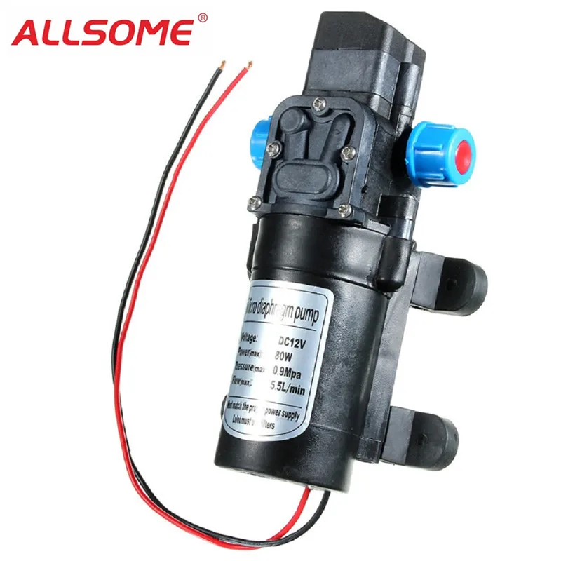 

ALLSOME DC12V/24V 80W Motor 5.5L/Min High Pressure Diaphragm Water Self Priming Pump For Water Purifier Pressurizer Caravan Boat