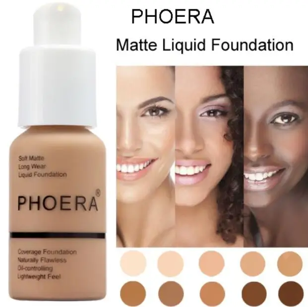 

Phoera Perfect Beauty 30ml Face Liquid Foundation Base Soft Matte Long Wear Oil Control Concealer Cream Women Makeup