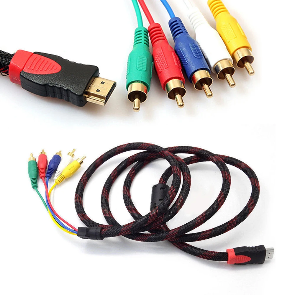Кабель адаптер Full HD 1080P HDMI штекер 5 RCA RGB Аудио Видео AV конвертер 1 м