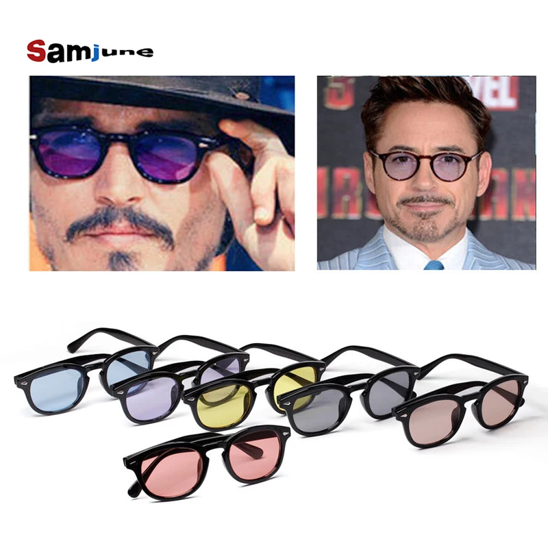 

Samjune Sunglass Men Shades Brand Designer Sun Glasses Women Johnny Depp Rivet Eyewear Candy Color Sunglasses Female UV400