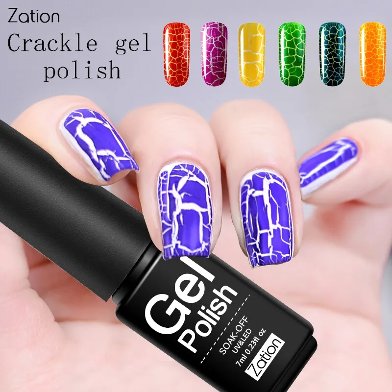 

Zation Crack Shatter Cracking Uv Nail Gel Polish Long Lasting Pattern Soak Off Hybrid Acrylic Glue Gel Varnish Nail Art Design