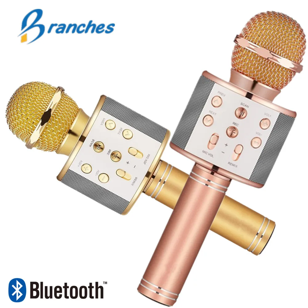 Koop WS858 mikrofon Handheld Bluetooth Draadloze Karaoke Microfoon Telefoon Player MIC Speaker Muziek Opnemen KTV Microfone voor iPhone PC