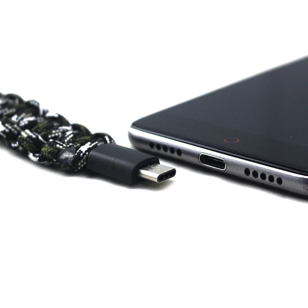 Плетеный браслет из Паракорда с USB кабелем типа C многофункциональный веревки для
