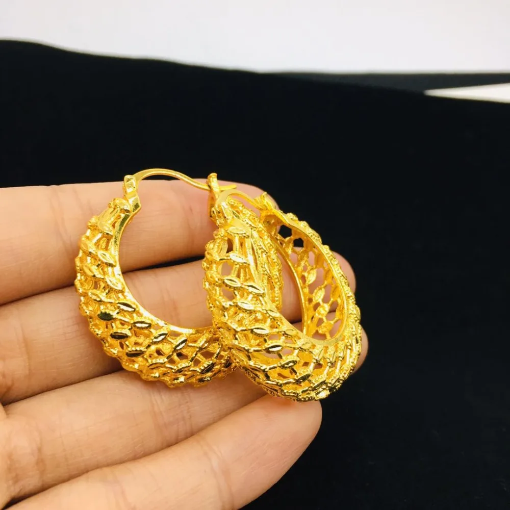

F&Y Trendy Jewelry For Women Hot Selling Flowers Round Gold Color Earrings Pendant Big Jewelry For Findings For Anniversary