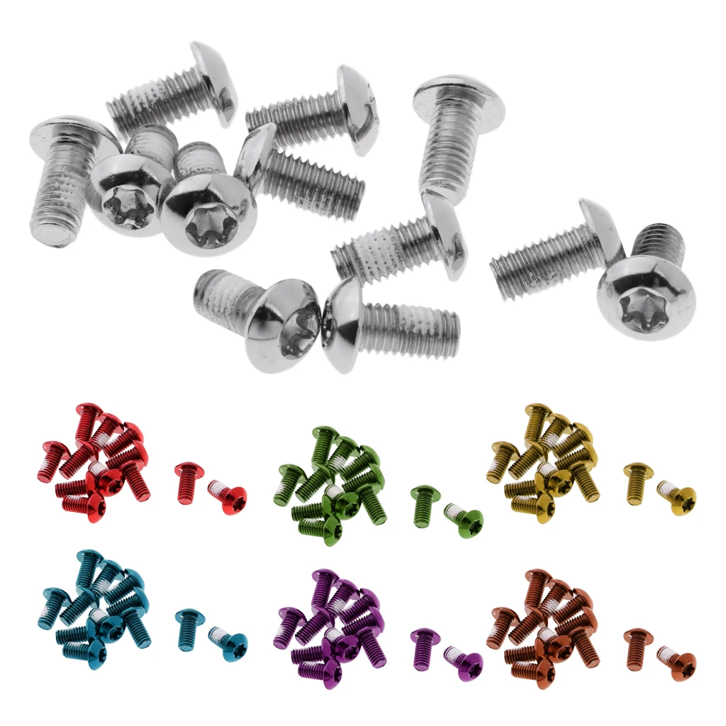 12 Pieces Bike MTB Bicycle Brake Rotor Disc Bolts Steel M5 x 10mm Screws Nuts T25 Cycle Repair Tool Equipment 8 Colors