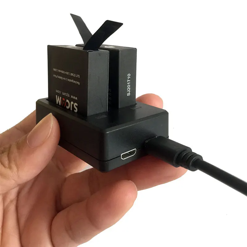 100% оригинал двойное зарядное устройство SJCAM SJ7 Star + 2 шт. батареи 1000 мАч литий