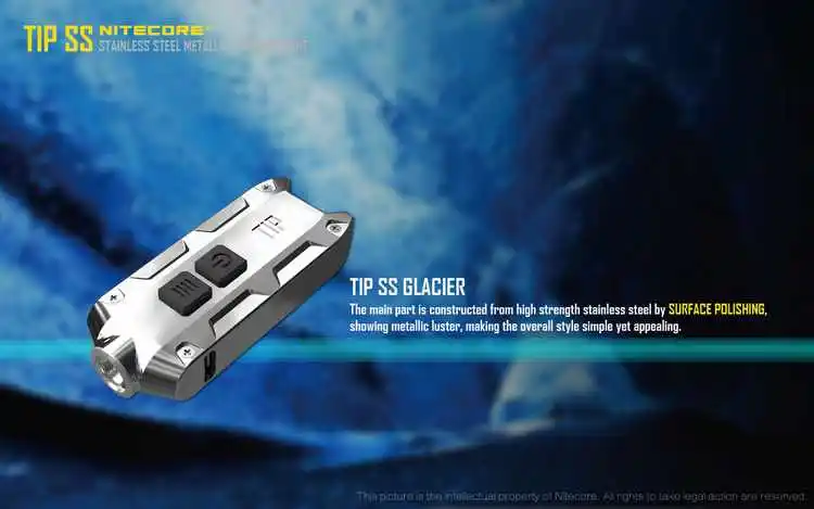 Nitecore TIP SS ключ из нержавеющей стали светильник USB Перезаряжаемый 360 люмен светодиодный водонепроницаемый флэш-светильник для портативного наружного путешествия