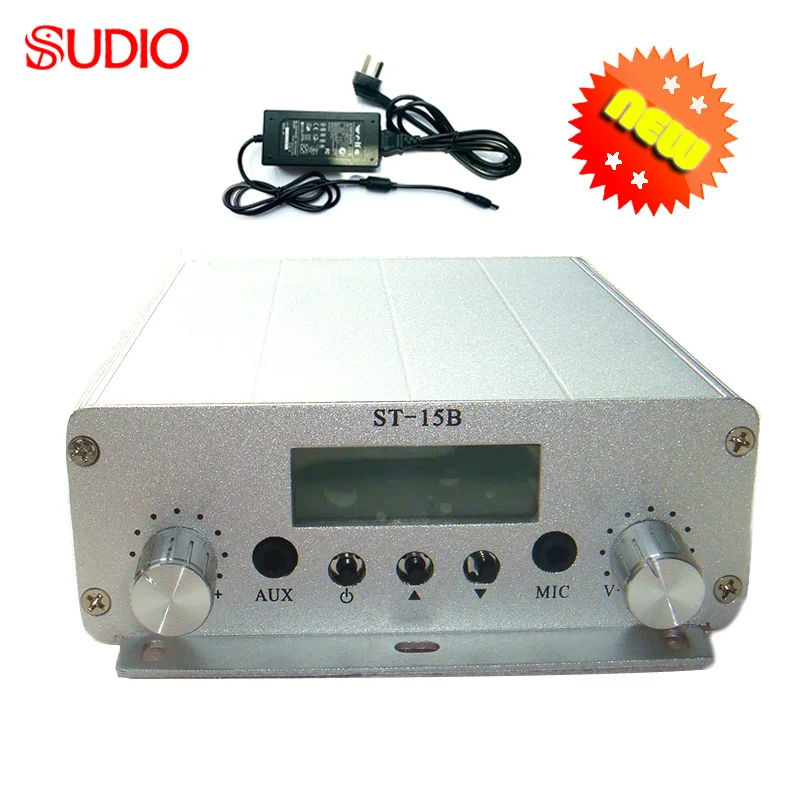 

15W FM transmitter ST-15B stereo PLL FM radio & broadcast transmitter with Power supply 87MHz-108MHz-100khz,whosesales