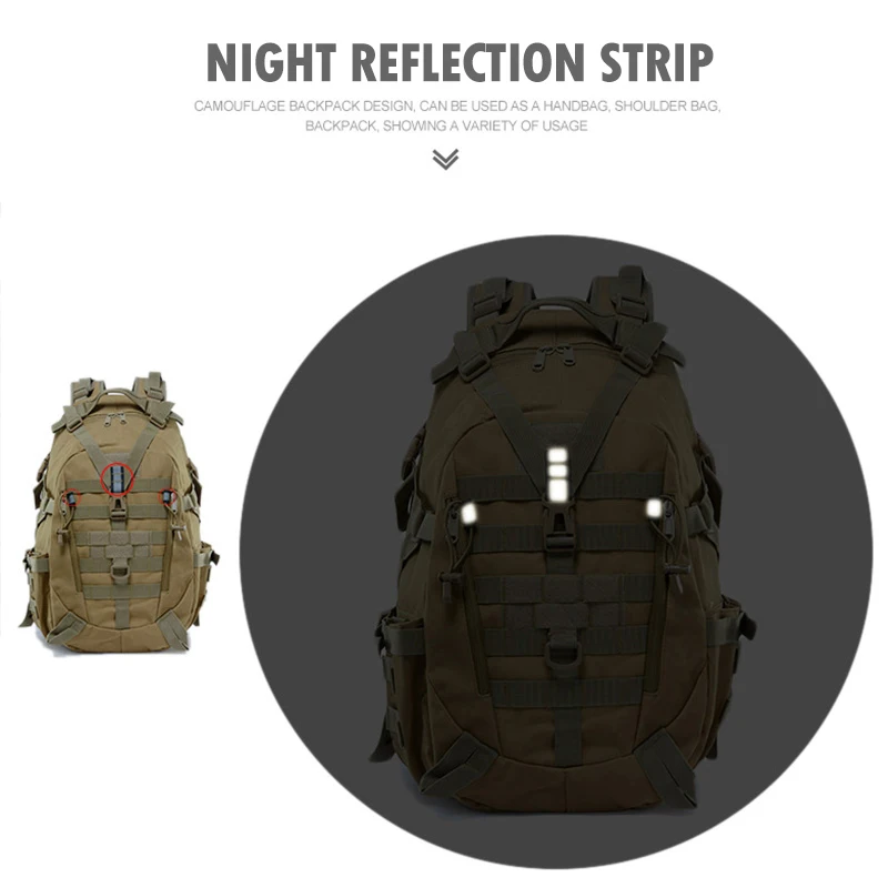40L 15L Camping Backpack Military Bag Men Travel Bags Tactical Army Molle Climbing Rucksack Hiking Outdoor Sac De Sport XA714WA
