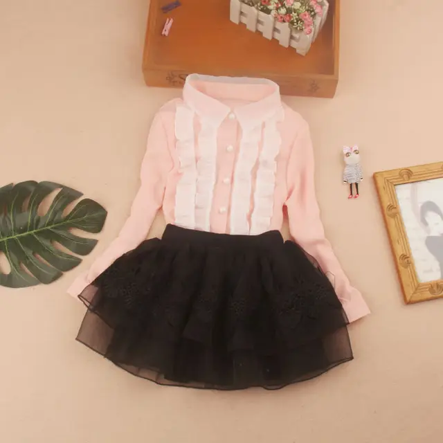 Girls Tops And Blouse 2019 Autumn Kids Baby Girl Clothes Children Clothing School Girl Ruffle Blouse Chiffon Child Shirt 2-16Y - Image 3
