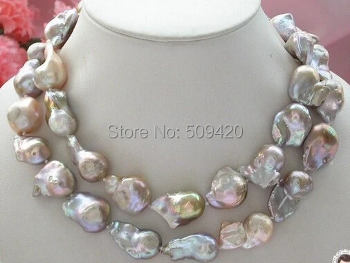 

Free Shipping >>Huge 32" 30mm lavender baroque KESHI REBORN PEARL NECKLACE