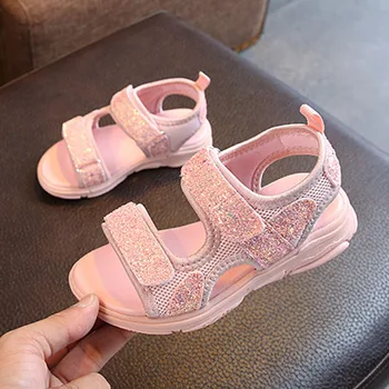 

New Toddler Little Girls Summer White Pink Sequin Princess Sandals For Teens Girls School Sandal Shoes 1 2 4 5 6 7 8 9 10 Years