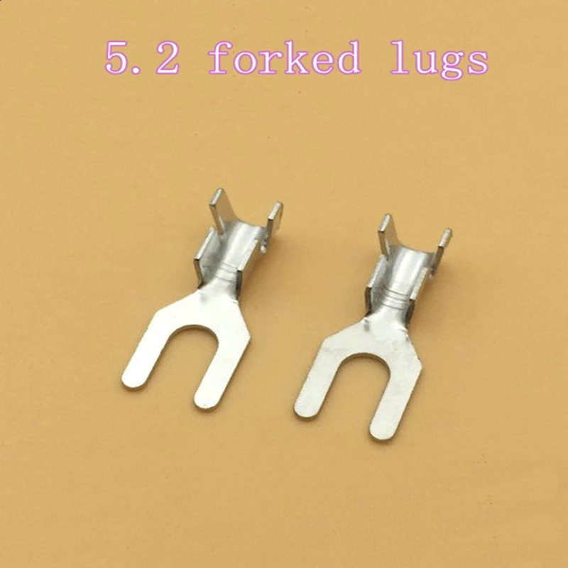 

100pcs 5.2mm Fork Terminals Forks Cold Terminals Bare Terminals U Type Y-Shaped Lugs Grounding Chip