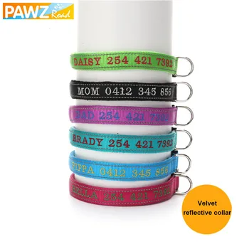 

6 Colors Reflective Personalized Dog Collar Nylon Name &Phone Number Embroidered Anti-lost Customized Collar For Large Dog