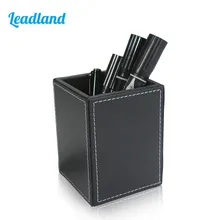 Square PU Leather Pen Pencil Holder Desk Organizer Office Desk Accessories A220