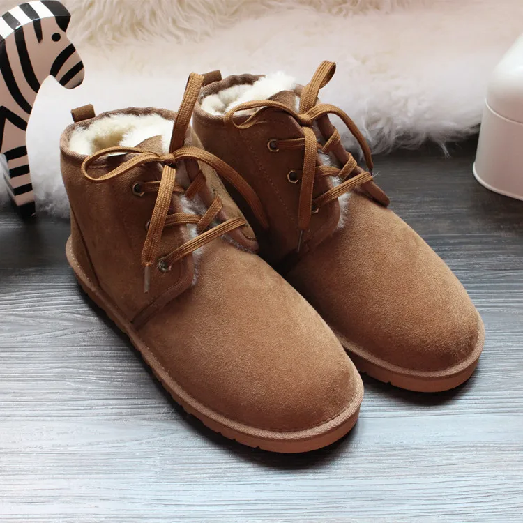 

Top Quality 2018 New Genuine Sheepskin Leather Snow Boots Real Wool Botas Mujer Winter Natural Fur Warm Shoes For Women