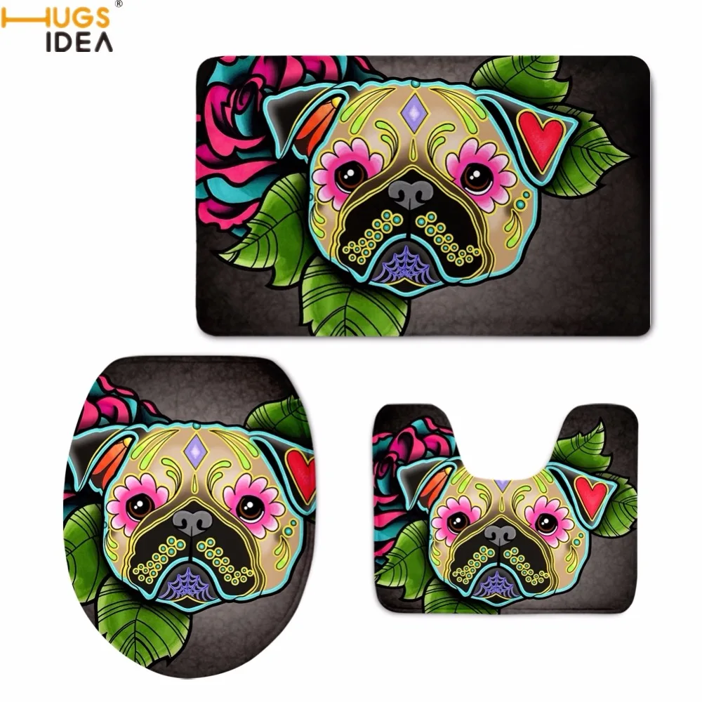 HUGSIDEA Cute 3D Dog French Bulldog Print Toilet Seat Covers The Day of