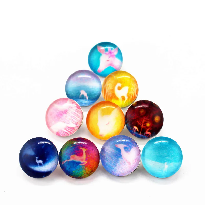 New desingn 50pcs/lot deer animal Snap Button Print Glass Charms Fit 18mm DIY Ginger Bracelet Jewelry | Украшения и аксессуары