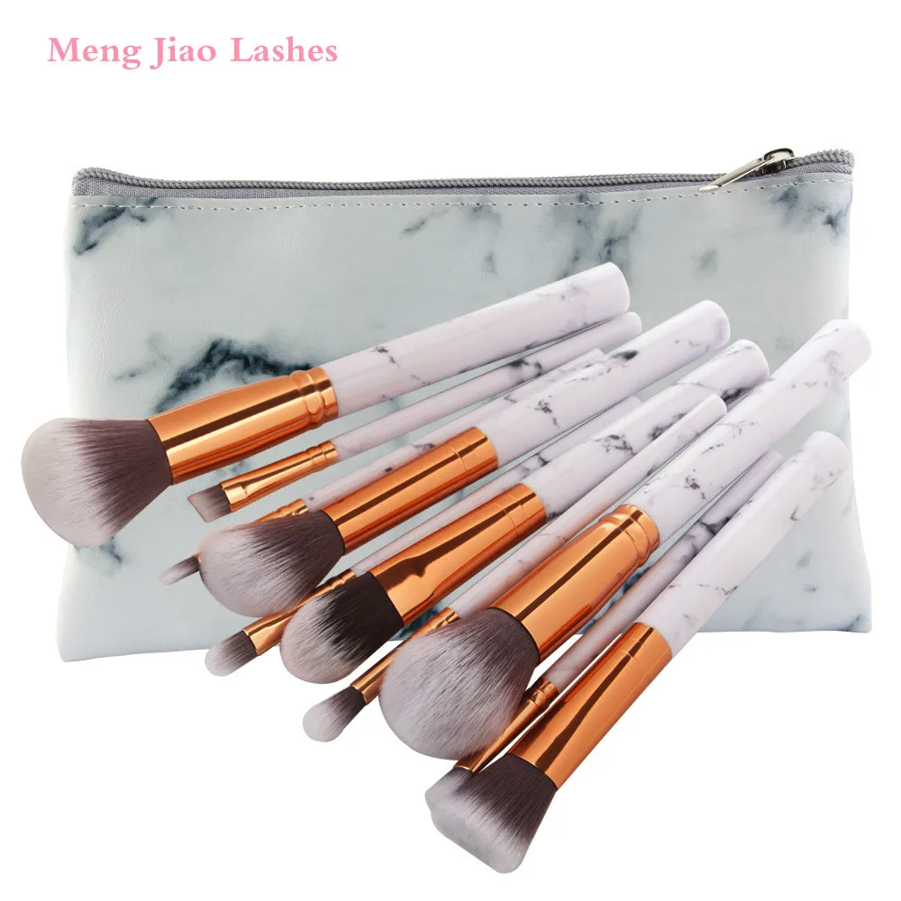 

Mengjiao 10Pcs Makeup Brushes Set Eye Shadow Foundation Powder Eyeliner Eyelash Lip Make Up Brush Cosmetic Beauty Tool Kit Hot