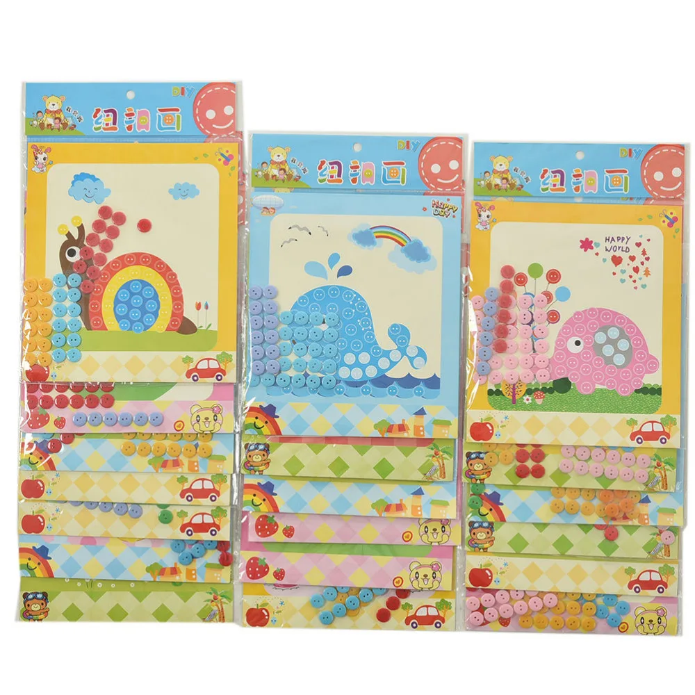 Kids DIY Button Stickers Drawing Toys Funny Game Handmade