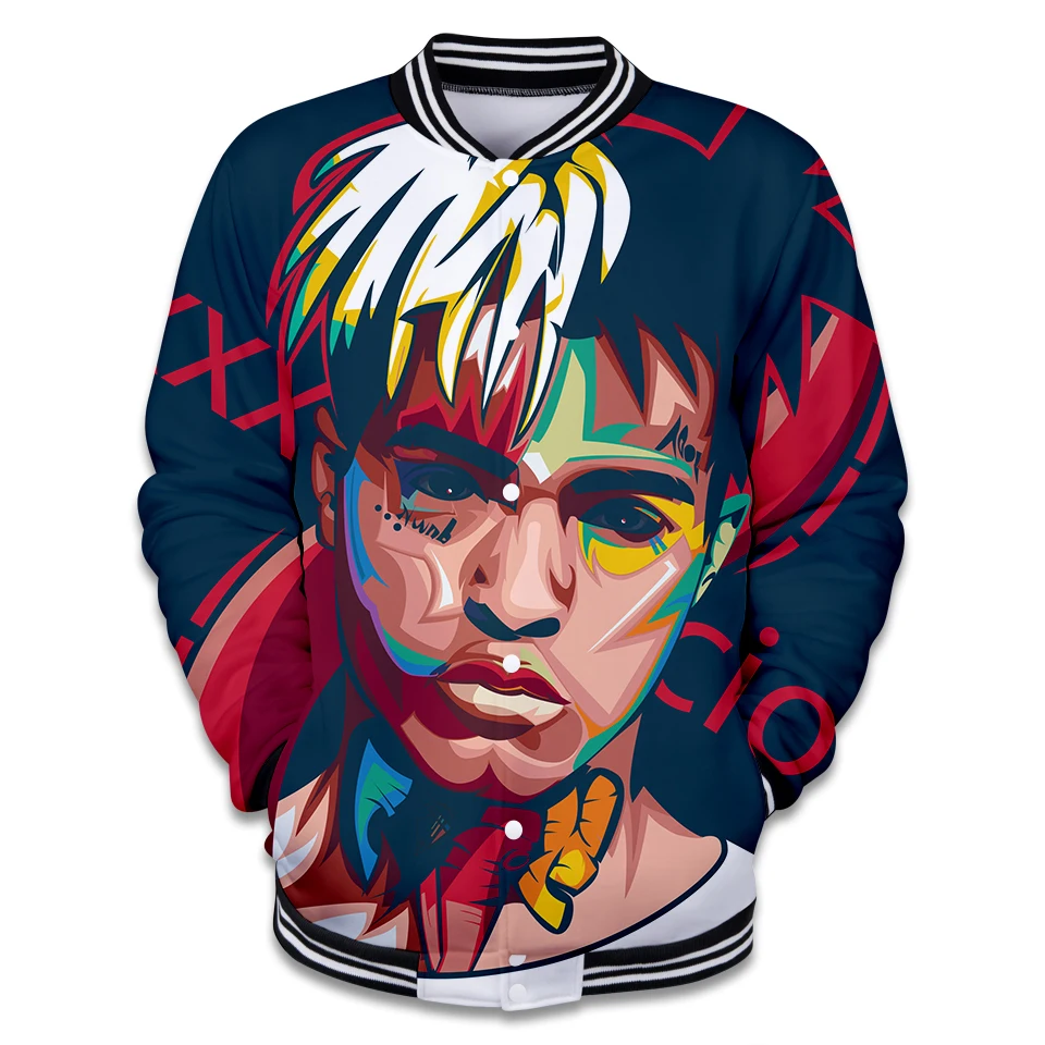 

3D XXXTentacion Baseball Jackets Hip Hop Collage Style Long Sleeve Baseball Jacket Men/Women Clothes Fashion New Plus Size