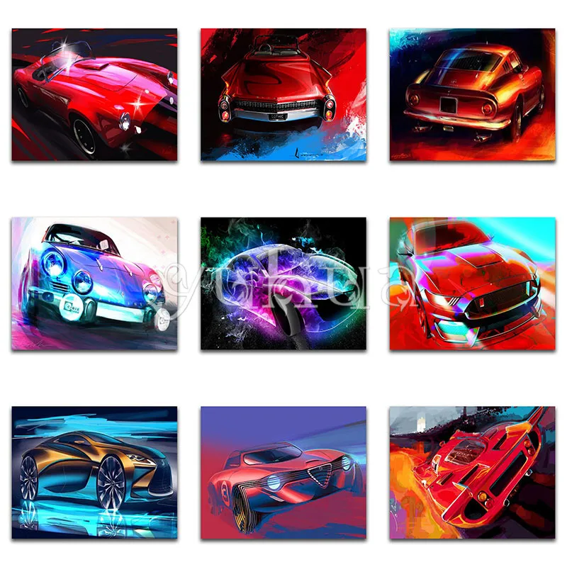 5D DIY Diamond painting Cross stitch Cartoon VW Sports car Full Round mosaic Square embroidery Colorful # | Дом и сад