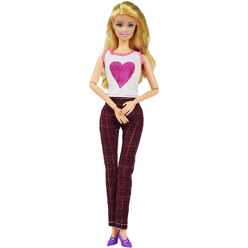 

New Vest + Red Plaid Pants Casual Wear Doll Clothes Accessories for 12 Inch Doll Wardrobe Pants Suit Best Girl Toys Gift #08