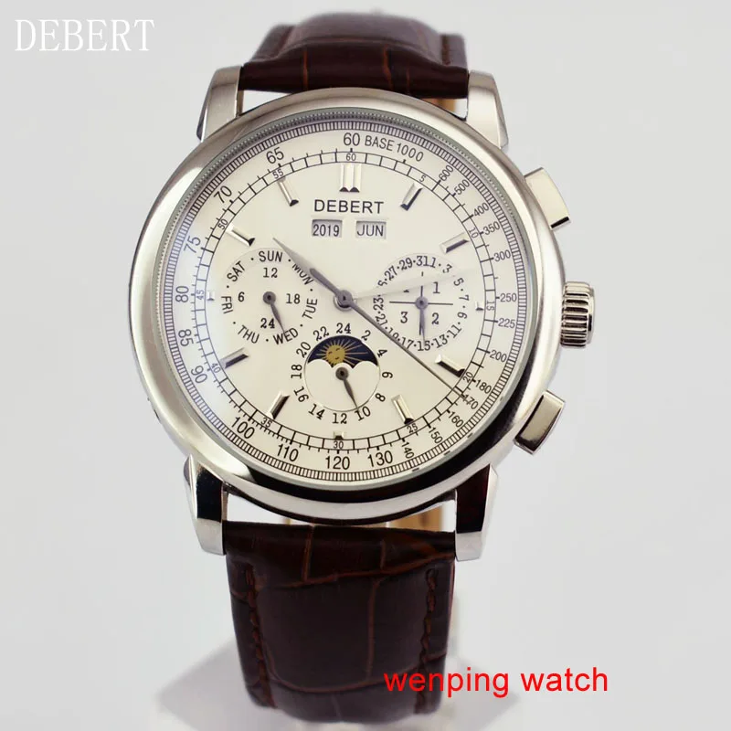 

Debert 42mm White Dial Moon Phase steel case Automatic Men's Watch E2481