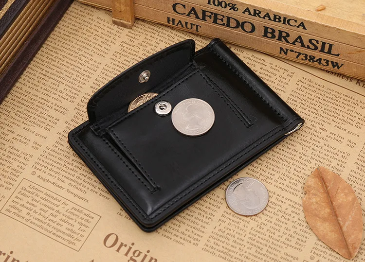 Высокое качество простой стиль зажим для денег кошелек с карманом для монет кожаный зажим для денег кредитница кожаный кошелек для мужчин