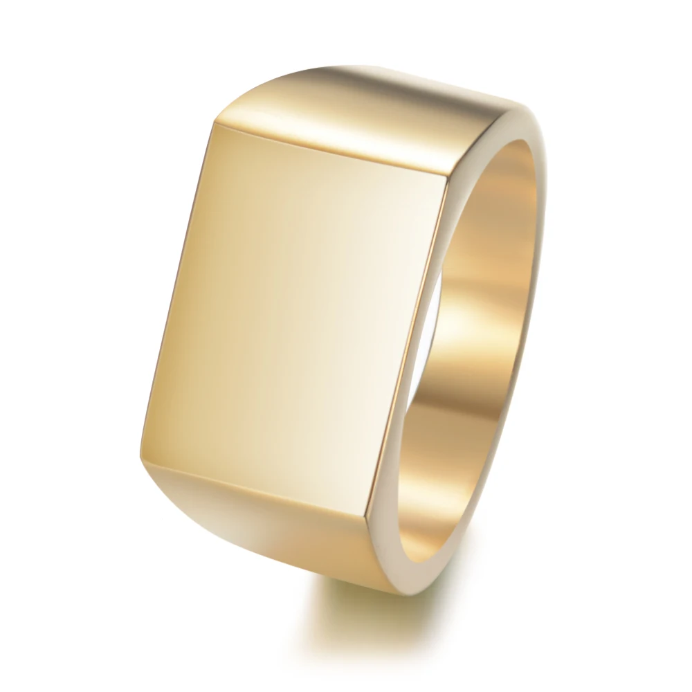 Индивидуальная гравировка фото БУКВЕННОЕ имя кольцо золотого цвета из нержавеющей стали полированное кольцо с логотипом для мужчин Прямая поставка SL-028