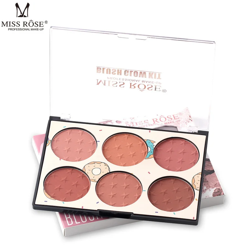 6 Colors Natural Blush Makeup Blush Palette Long-lasting Transparent Window Skin-friendly Rouge Makeup Box Blush TSLM1