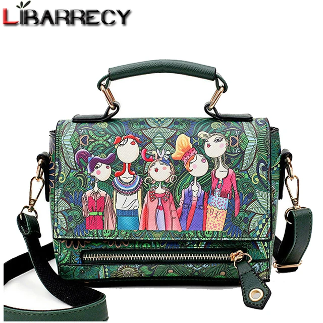Special Price Fashion Cartoon Flower Print Hand Bags for Women Designer Spring Summerl Ladies Small Shoulderbag High Quality Leather Bags Sac