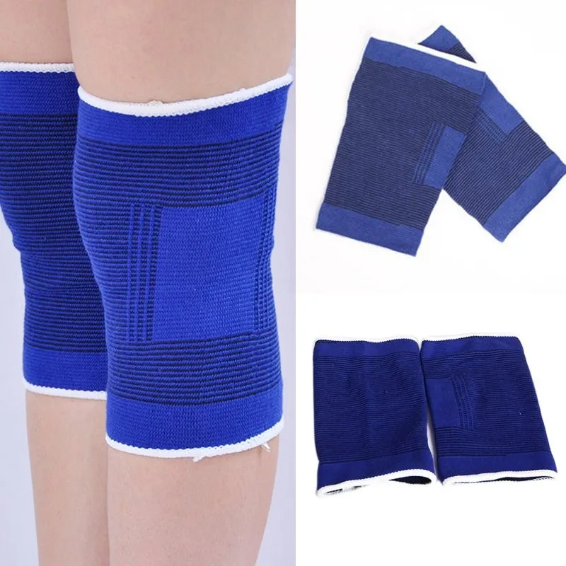 2 шт. эластичные наколенники синие наколенники бандаж артрит ног травма тренажерный зал эластичная повязка поддержка