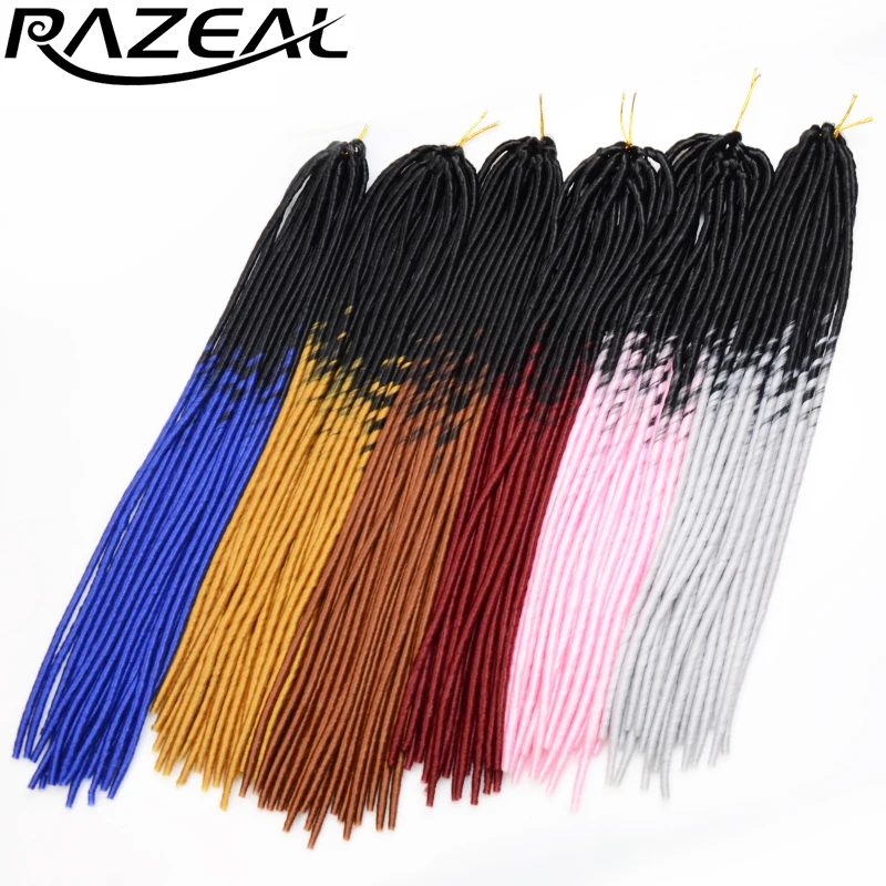 Razeal 2" Ombre Цвет искусственная Locs Расширения Синтетический крючком Твист косы волосы