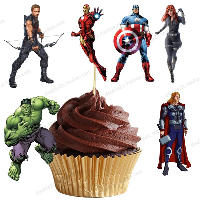 24pcs Lot Cupcake Topper The Avengers Picks Muffin Cake Baking The Avengers Toppers Boy S Birthday Party Decoration Accessories Cake Baking Accessories Accessoriesaccessories Decorative Aliexpress