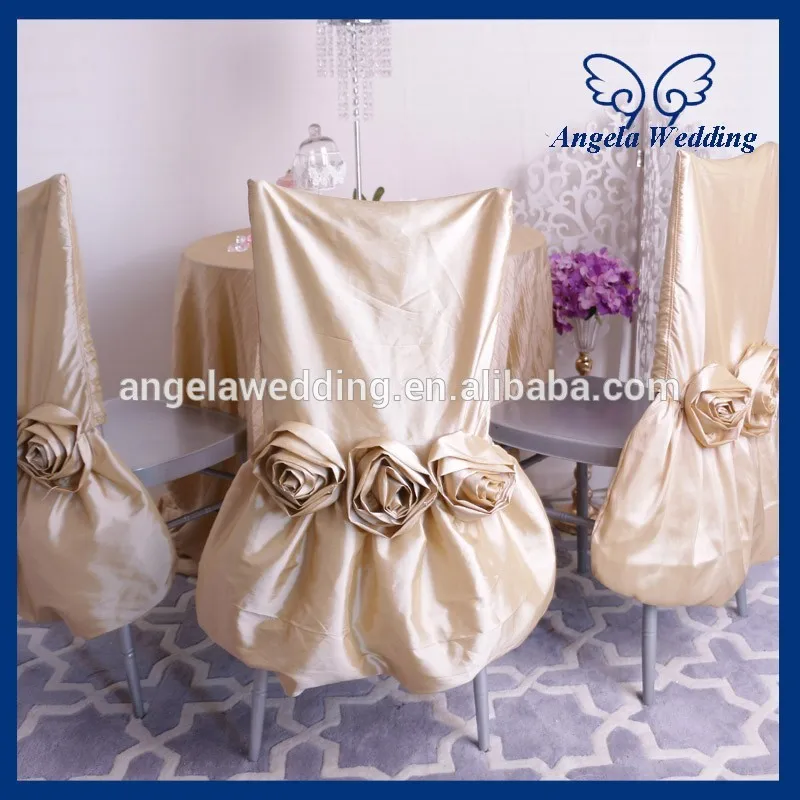 CH030H wholesale nice taffeta ruched ruffled champagne chair cover with ...