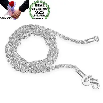 

OMHXZJ Wholesale Personality Fashion OL Woman Girl Party Gift Silver 3MM Rope Chain 925 Sterling Silver Chain Necklace NC189