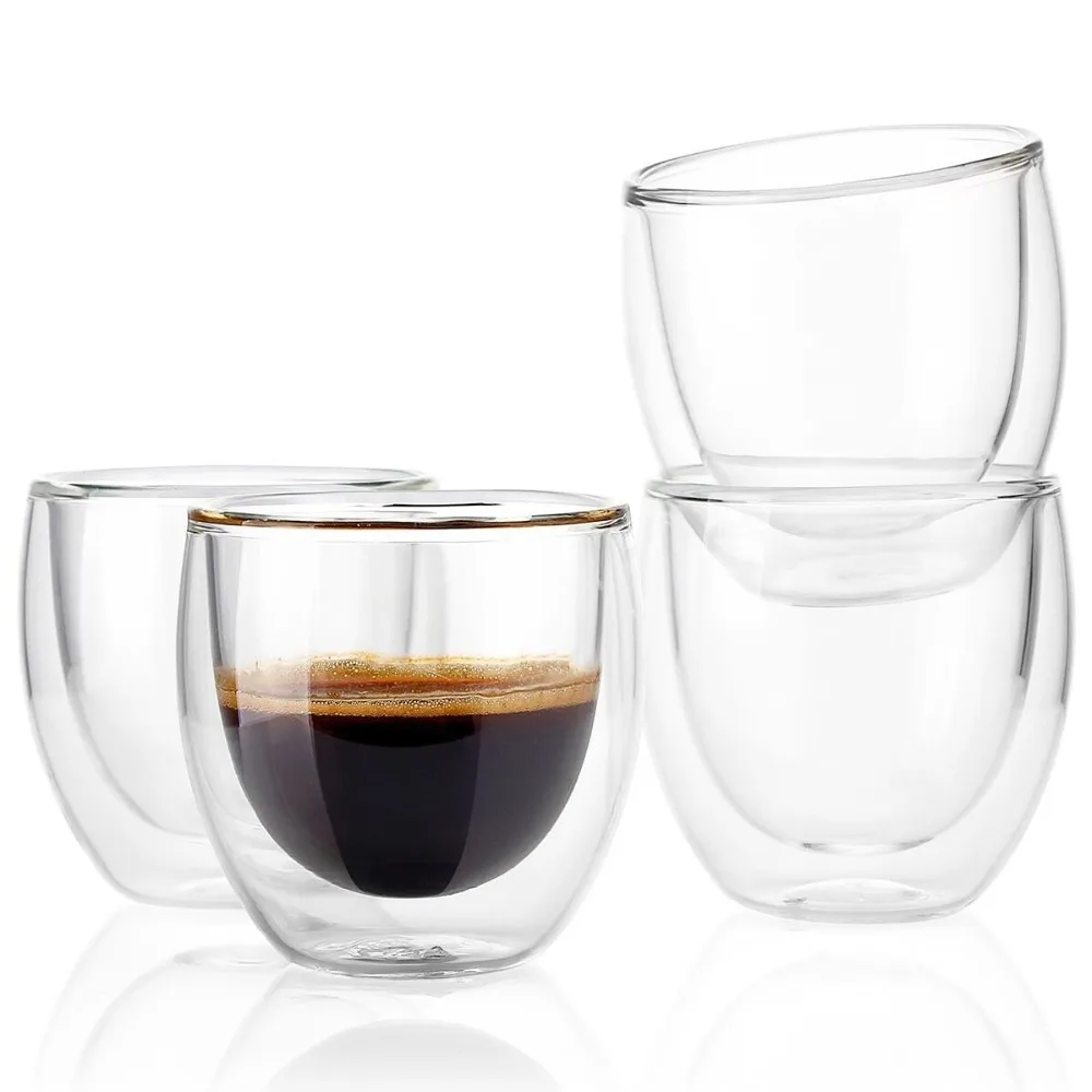 2pcs 4pcs 6pcs Double Layers80ml Heat Resistant Glass Materal Coffee Tea Cups Double Layer 100