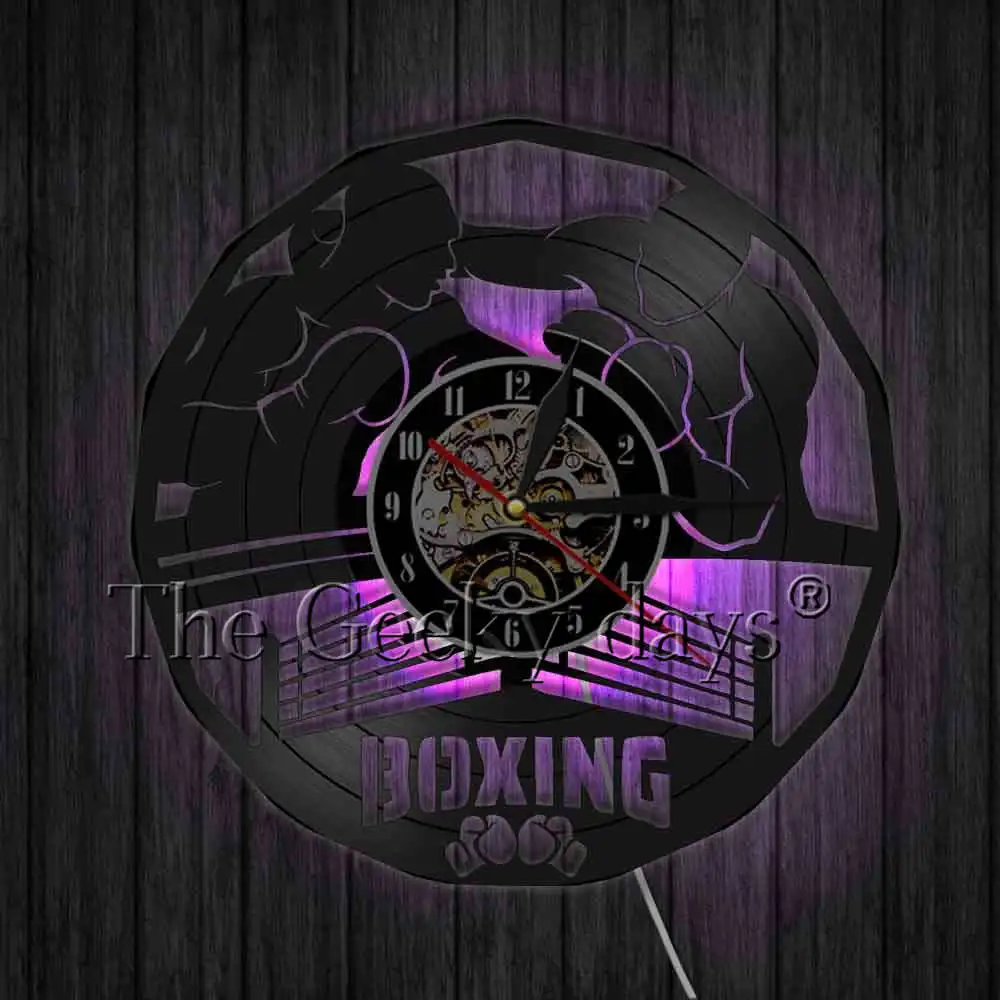 1 шт боксерские настенные часы Pugilism из винила Boxing Main Event 3D современный настенный