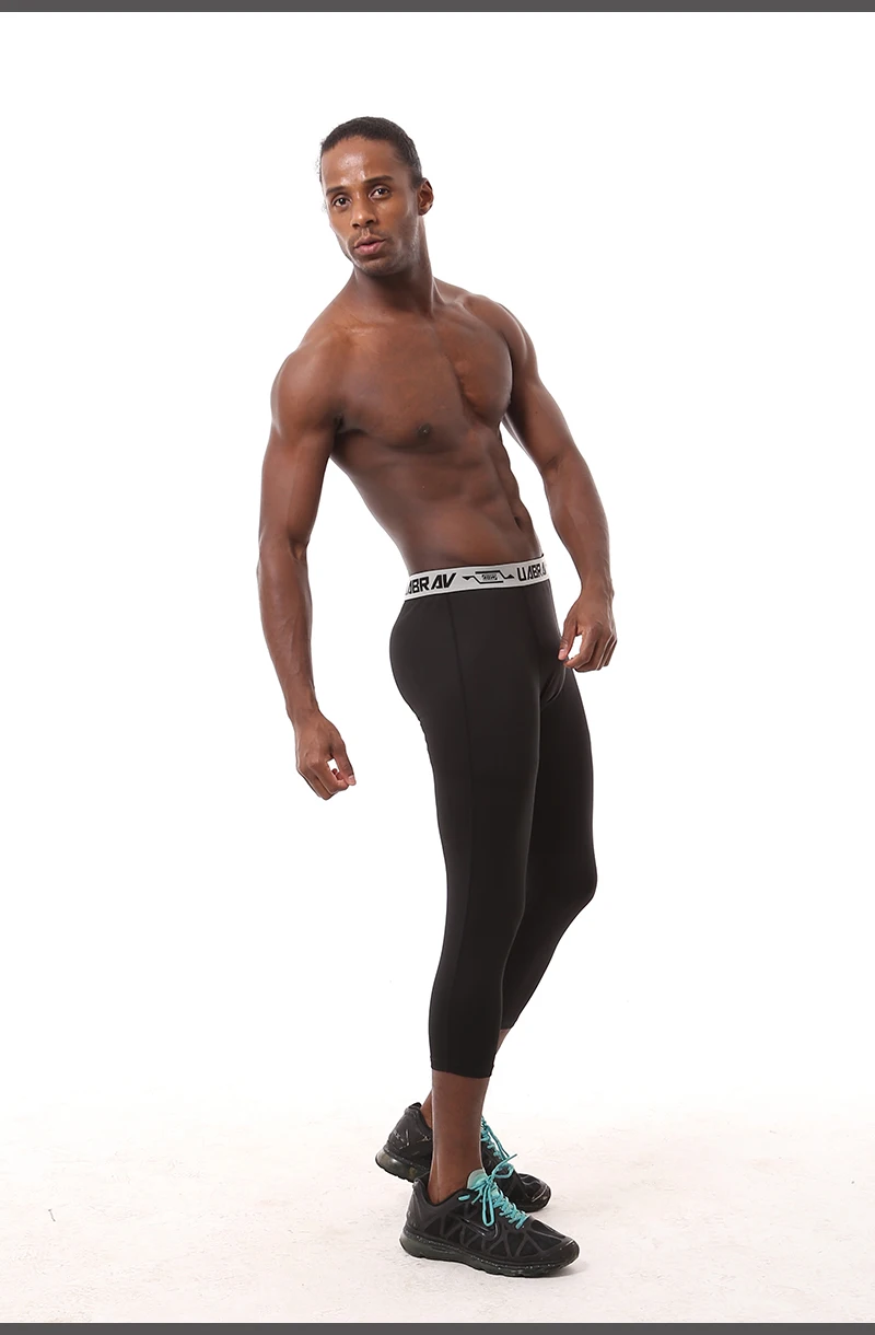 YISEHNG Gym 3/4 Леггинсы Новое компрессионное Спортивное трико спортивные штаны для мужчин спортивные брюки для бега быстросохнущие спортивные штаны для фитнеса