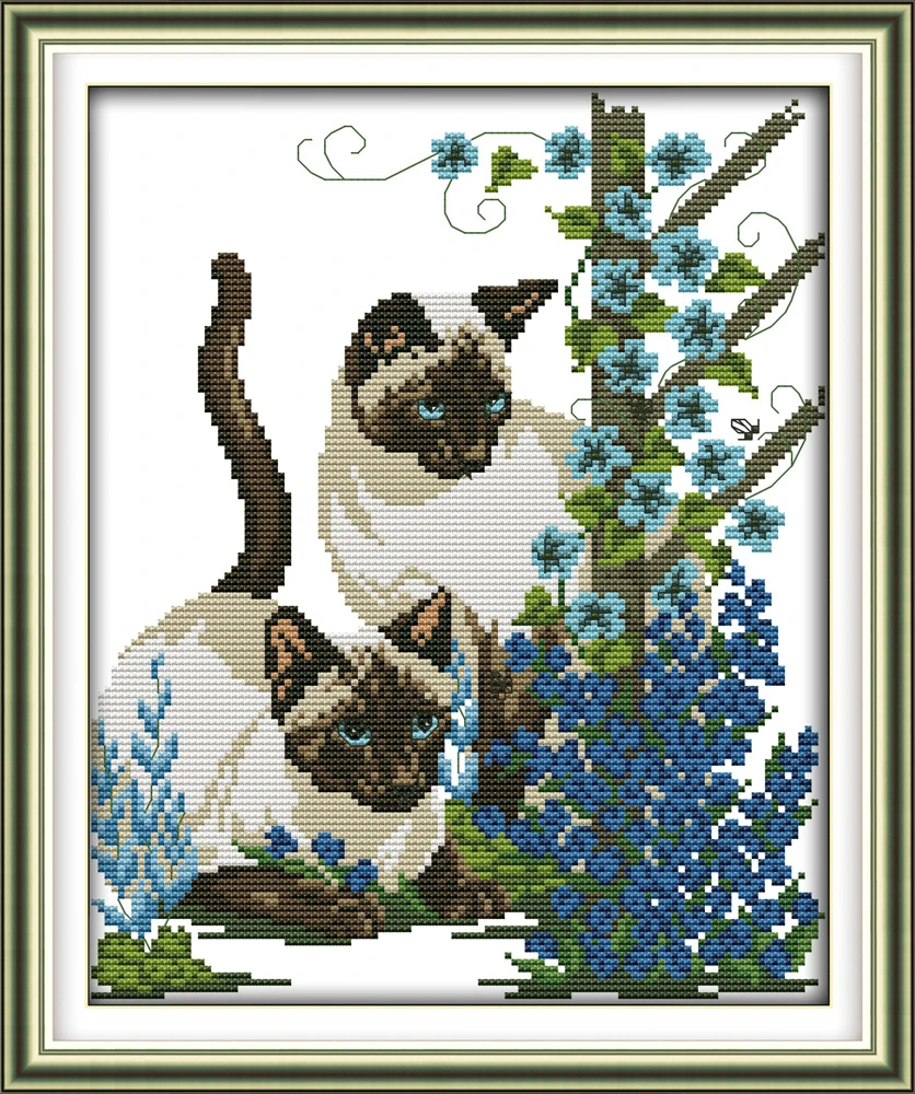 

Two baby cats (4) cross stitch kit 14ct 11ct cartoon patterns count print canvas stitching embroidery DIY handmade needlework