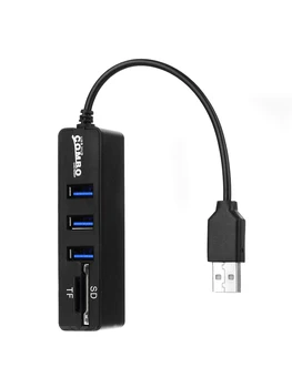 

USB 2.0 3-Port HUB + TF / SD Card Reader Combo All in One Mini Black and White Full Speed to 480Mbps for PC Computer Accessories