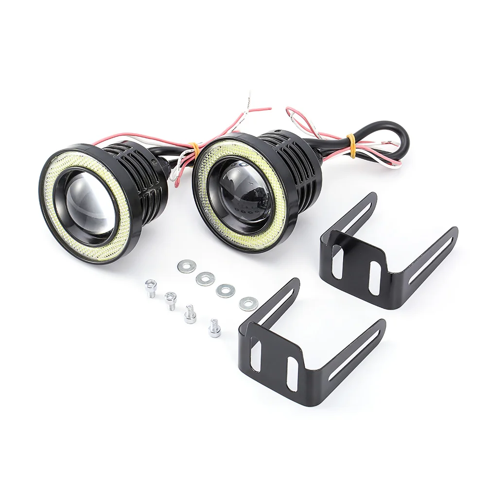 

2pcs Daytime Running Lights Angel Eyes Fog Lamp 2.5inch 12V Universal COB LED DRL Fog Driving Lights White Motocycle Headlight