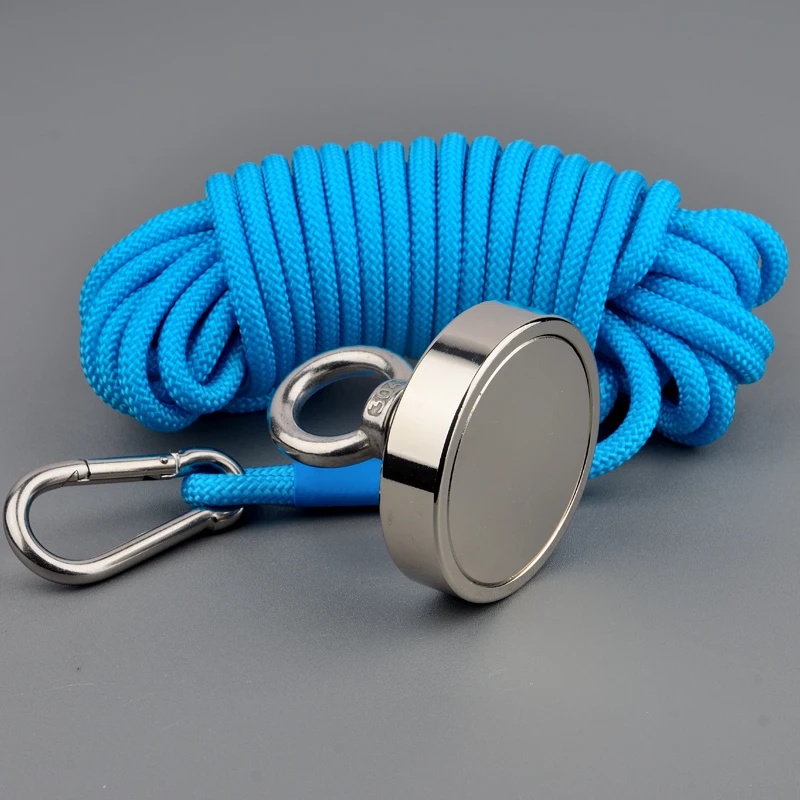 600lbs утолщаются спасательный магнит Мощный Неодимовый N52 Постоянный Магнит Сильные рыболовные магниты с веревкой магнитного материала база
